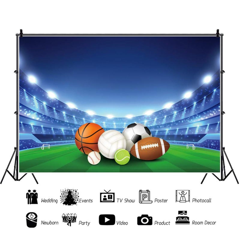 DORCEV 10x8ft All Stars Sports Backdrop Outdoor Sports Theme Boy Kid Birthday Party Photography Background Sports Stadium Field American Football Baseball Light School Game Banner Photo Studio Props - Image 2